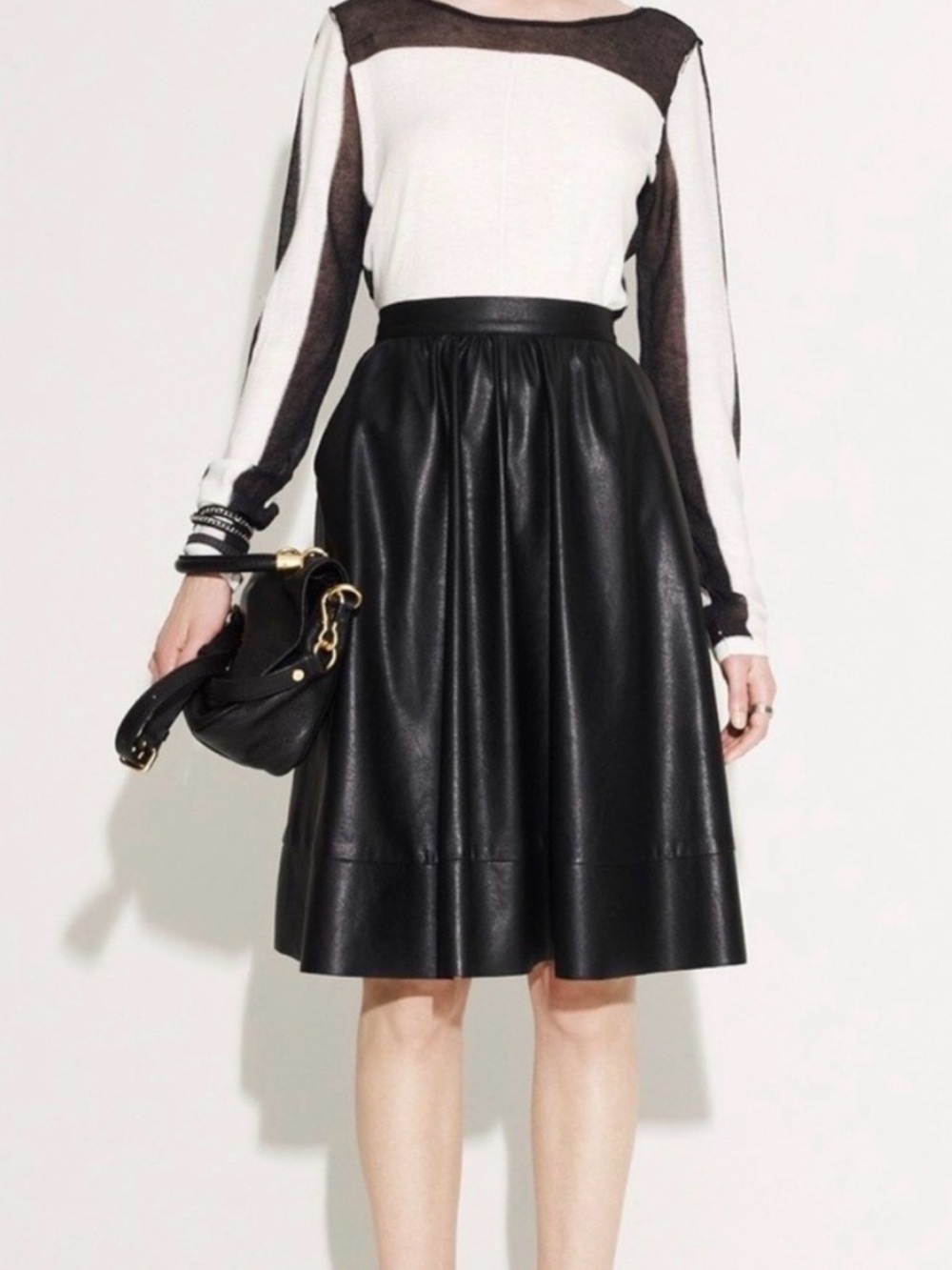 Search for Sanity Black Faux-Leather A-Line Skirt